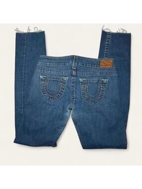 Y2K Grunge Low Rise Blue Jeans By True Religion Size 28 Inch Waist